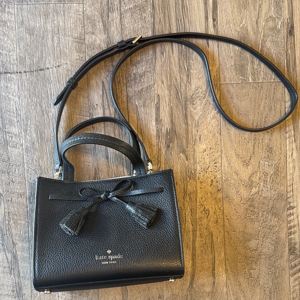 kate spade Black Leather Satchel with Tassel